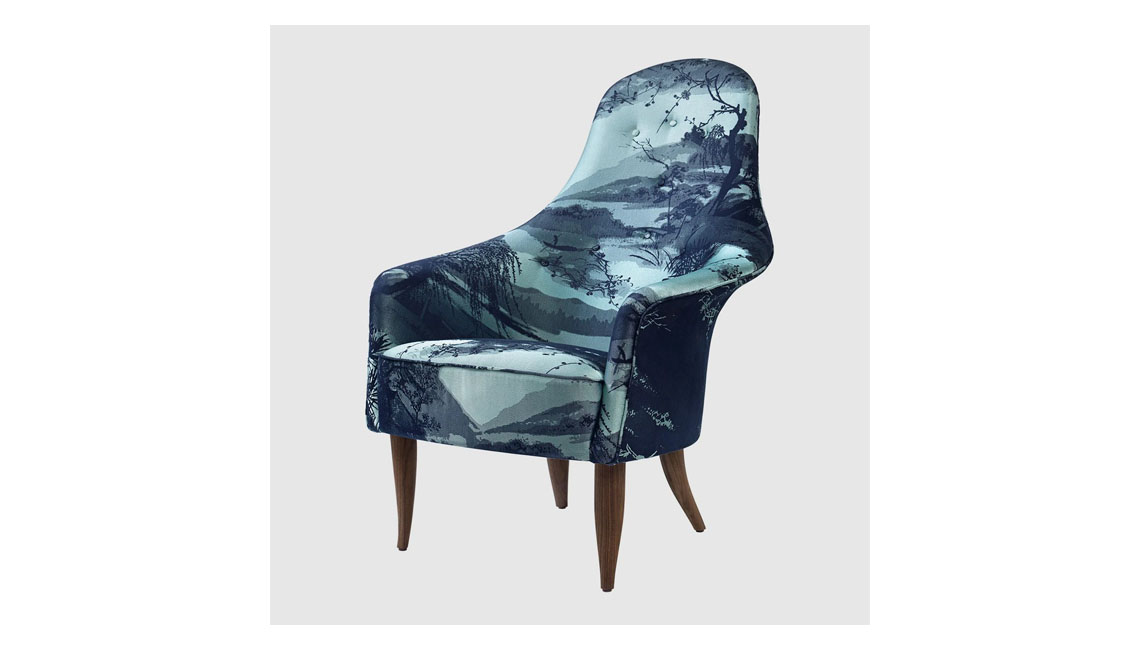 Adam Lounge Chair in Dedar A Contre-Jour (003 Blu Alba)休閑椅